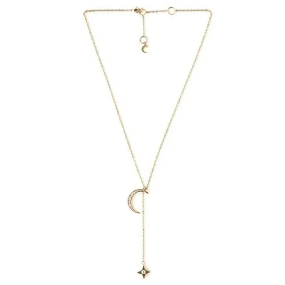 LILI CLASPE Gold Plated Rope The Moon Necklace Lariat New‎ in Box